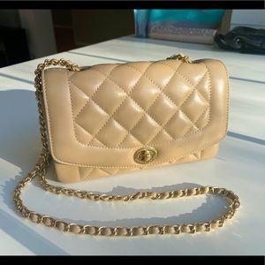 Diamond Quilted Flap Crossbody Bag with Turn Lock